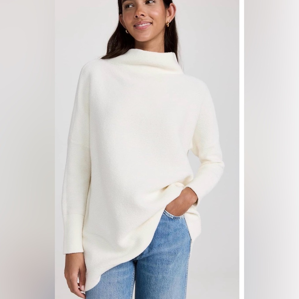 Free People Cream Cowl Neck Ottoman Slouchy Sweater Size S Relaxed Fit Fall
